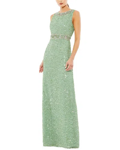 Mac Duggal Sequined Embellished Gown In Green