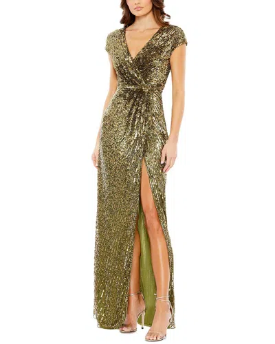 MAC DUGGAL MAC DUGGAL SEQUINED FAUX-WRAP GOWN
