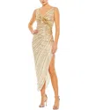 Mac Duggal Sequined Faux Wrap Sleeveless Midi Dress