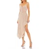 Mac Duggal Sequined Faux Wrap Ruffled Asymmetrical Hem Dress In Pink