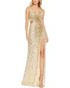 Mac Duggal Sequined Faux Wrap Sleeveless Gown