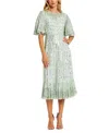 Mac Duggal Sequin Flounce Sleeve Tulle Cocktail Dress In Sage