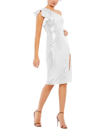 Mac Duggal Sequined Flutter Midi Dress In White