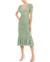 Mac Duggal Sequined Flutter Trumpet Dress In Green