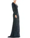 Mac Duggal Sequined Gown In Blue