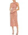 Mac Duggal Sequin High Neck Tulle Sheath Midi Dress