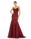 Mac Duggal Sequin Illusion Corset Trumpet Gown In White