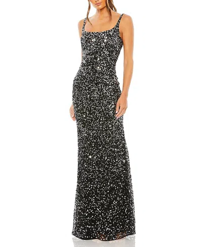 MAC DUGGAL SEQUINED LOW BACK SLIP GOWN