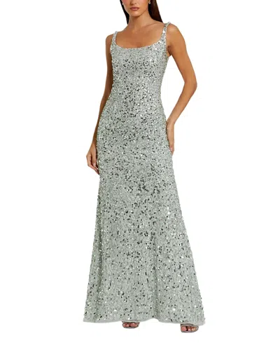 MAC DUGGAL SEQUINED LOW BACK SLIP GOWN