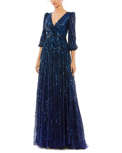 Mac Duggal Sequined Mesh V-neck A-line Gown In Pattern