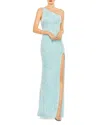 Mac Duggal Sequined One Shoulder Column Gown In Ice Blue