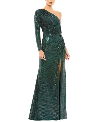 Mac Duggal 12501 Long Formal One Shoulder Dress In Green