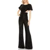 Mac Duggal Sequined Puff Shoulder Illusion Cut Out Jumpsuit In Animal Print