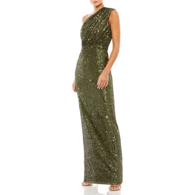 MAC DUGGAL MAC DUGGAL SEQUINED RUCHED ONE SHOULDER GOWN
