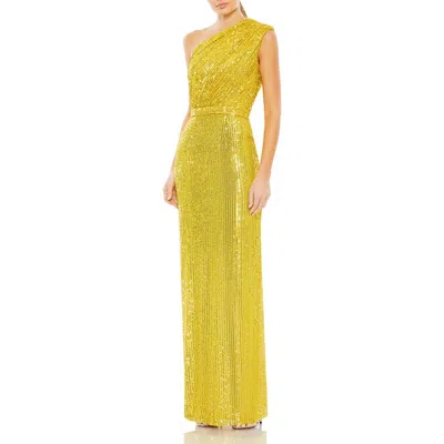 MAC DUGGAL MAC DUGGAL SEQUINED RUCHED ONE SHOULDER GOWN