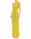 Mac Duggal Sequin One-shoulder Column Gown In Yellow