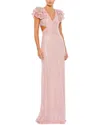 Mac Duggal Ruffle Shoulder Sequin Embellished Gown