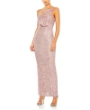 Mac Duggal Sequined Strappless Faux Bow Column Gown In Rose Pink