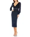 Mac Duggal Sequin Long Sleeve Body-con Midi Cocktail Dress In Midnight