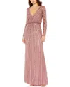 Mac Duggal Sequined V-neck Column Gown In Pink