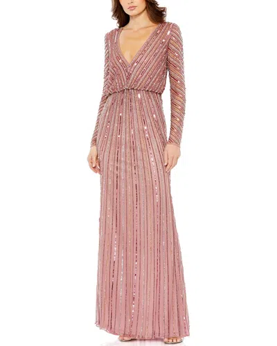 MAC DUGGAL SEQUINED V-NECK COLUMN GOWN