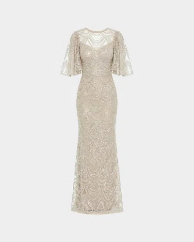 Mac Duggal Sequin-embellished Column Gown In Brown