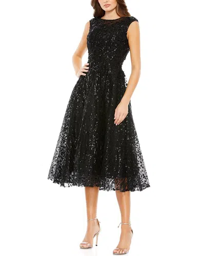 Mac Duggal Sequins Cocktail Midi Dress In Black