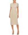 Mac Duggal High Neck Short Sleeve Embellished Dress