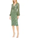 Mac Duggal Sequin Stripe Long Sleeve Cocktail Dress
