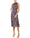 Mac Duggal Pleated Halter Neck Floral Dress With Ruffle Collar And Dual Ties In Multi