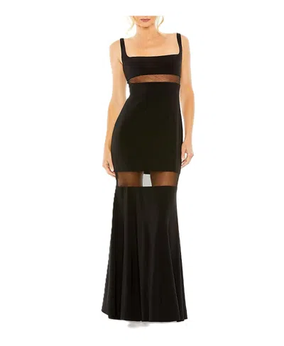 MAC DUGGAL SHEER MESH PANEL SHEER DETAIL COLUMN GOWN
