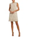 Mac Duggal Beaded Trim A-line Mini Shift Dress In Neutral