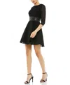 Mac Duggal Shimmer Infused Pleated Mini Dress In Black