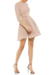 Mac Duggal Shimmer Infused Pleated Mini Dress In Neutral
