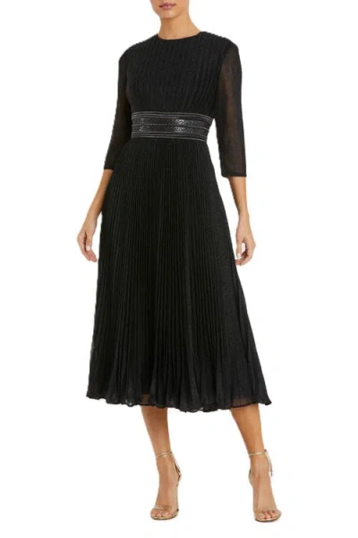 MAC DUGGAL MAC DUGGAL SHIMMERING 3/4 SLEEVE A-LINE MIDI DRESS
