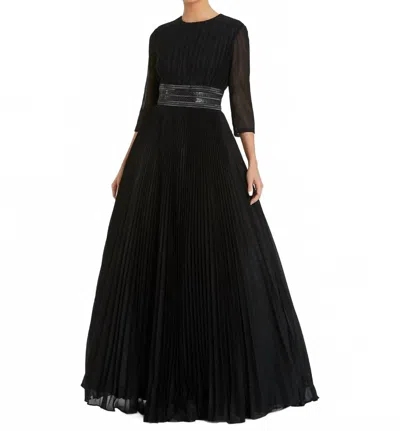 Mac Duggal Shimmeringpleated A-line Ballgown In Black