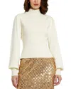 Mac Duggal Ribbed Knit Balloon Sleeve Turtle Neck Sweater