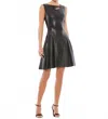 Mac Duggal Short Cocktail Leather Dress In Black In Black