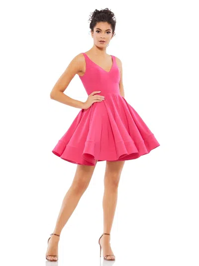 Mac Duggal Short Flutter Sleeveless Cocktail Dress In Pink