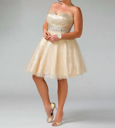 Mac Duggal Short Party Dress - Plus In Nude/silver In Multi