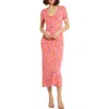 Mac Duggal Women's Floral Scoopneck Knit Midi-dress In Hot Pink Multi