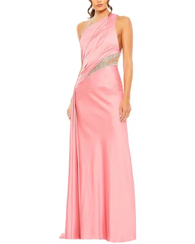 MAC DUGGAL SHOULDER EMBELLISHED SATIN GOWN