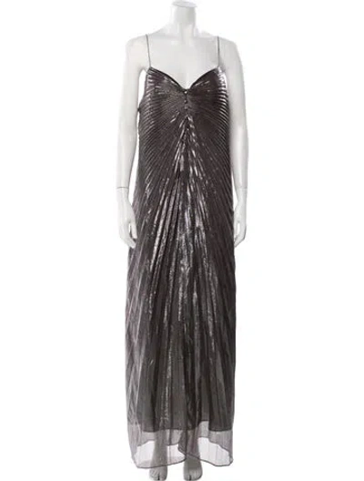 Pre-owned Mac Duggal Silk Long Dress In Gray