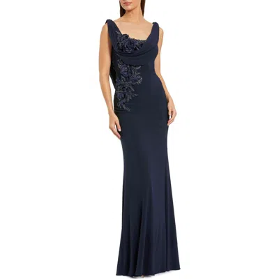 MAC DUGGAL MAC DUGGAL SLEEVELESS 3D FLOWER DETAILING COWL NECK GOWN