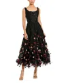 Mac Duggal Sleeveless Beaded With 3d Flowers Midi Dress In Multi