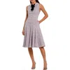 Mac Duggal Sleeveless Boucle A-line Midi Dress With Bow In Multi