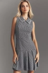 Mac Duggal Sleeveless Collared Bouclé Mini Dress In Black