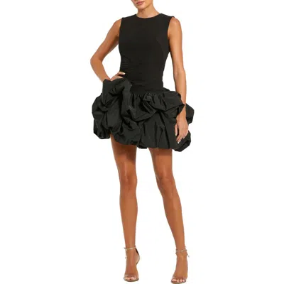 Mac Duggal Sleeveless Crepe Bubble Skirt Mini Dress In Black