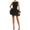 Mac Duggal Sleeveless Crepe Bubble Skirt Mini Dress In Black