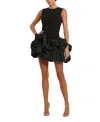 Mac Duggal Sleeveless Crepe Bubble Skirt Mini Dress In Black